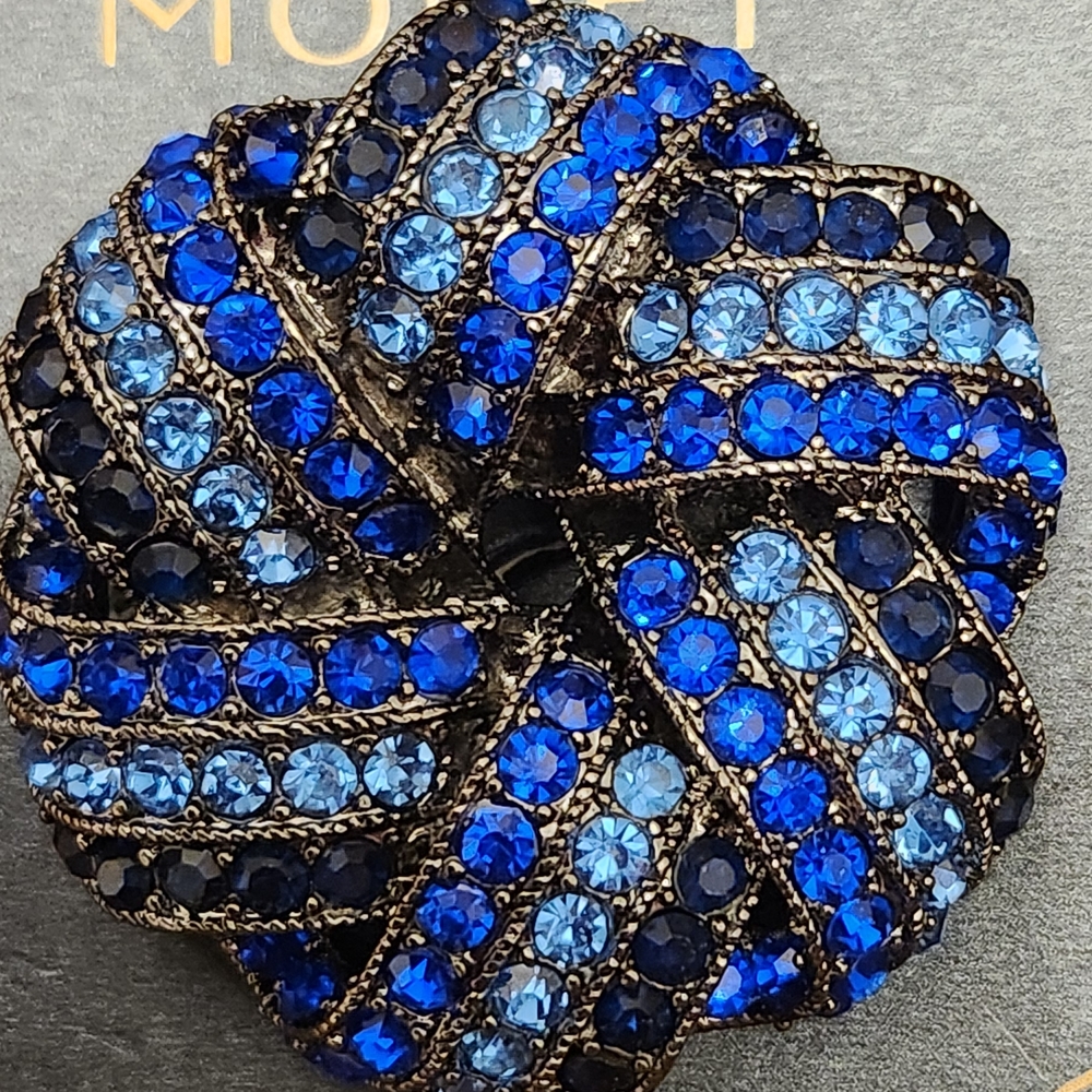 Monet Blue and Silver Crystal Brooch